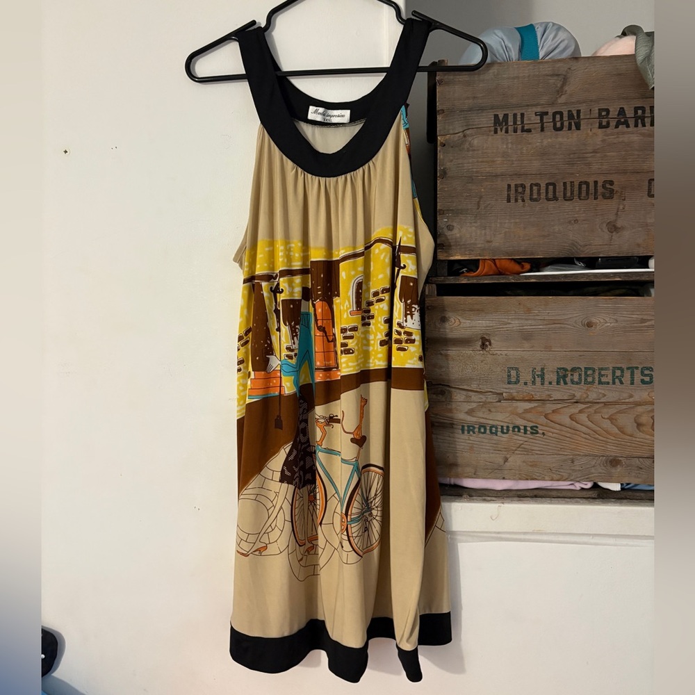Colorful Sleeveless Tank Top Blouse Shirt with Woman Bicycle Print Size XXXL